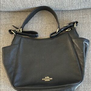 Coach Black Shoulder Bag with Gold Accents